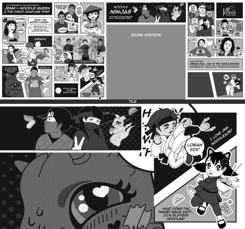 Jenni's Noodle House Mural Illustrations